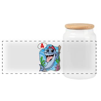 Requin Poisson Requin Pirate 4 ans Garçon - Boîte à biscuits avec couvercle en bois - blanc - Devant