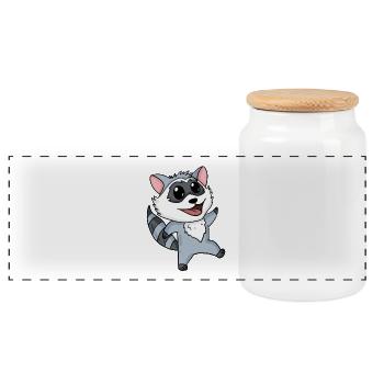 Motif raton laveur Tout-petit Enfants - Boîte à biscuits avec couvercle en bois - blanc - Devant