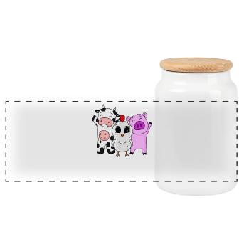 Animaux de ferme - Boîte à biscuits avec couvercle en bois - blanc - Devant