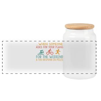 When someone asks about your triathlon - Panoramic Cookie Jar with Wooden Lid - white - Front