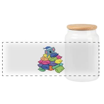 Koala et oreillers - Boîte à biscuits avec couvercle en bois - blanc - Devant