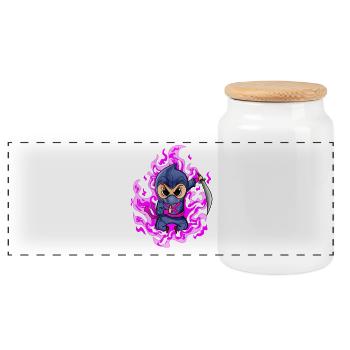 Ninja Mädchen in Rosa - Panorama Keksdose mit Holzdeckel - Weiß - Vorne
