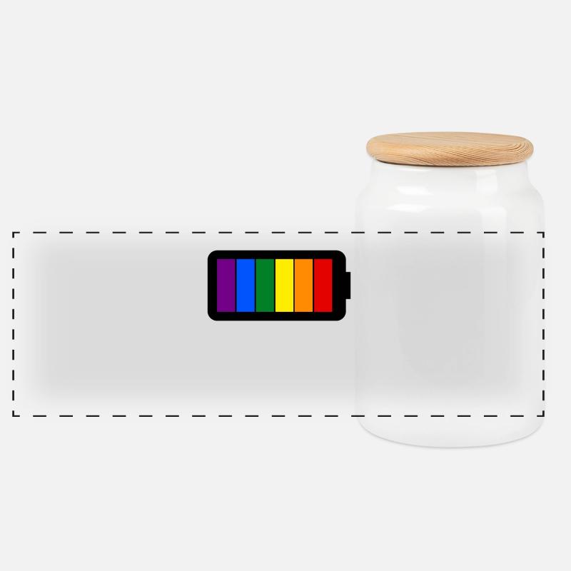 Regenbogenfarben Batterie Loading - Gay Pride - Panorama Keksdose mit Holzdeckel - Weiß