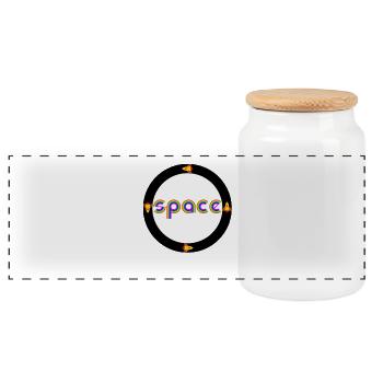Space Rainbow Orbital - Panoramic Cookie Jar with Wooden Lid - white - Front