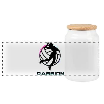 Volleyball - Panorama Keksdose mit Holzdeckel - Weiß - Vorne