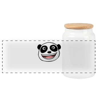 Panda Kopf - Panorama Keksdose mit Holzdeckel - Weiß - Vorne