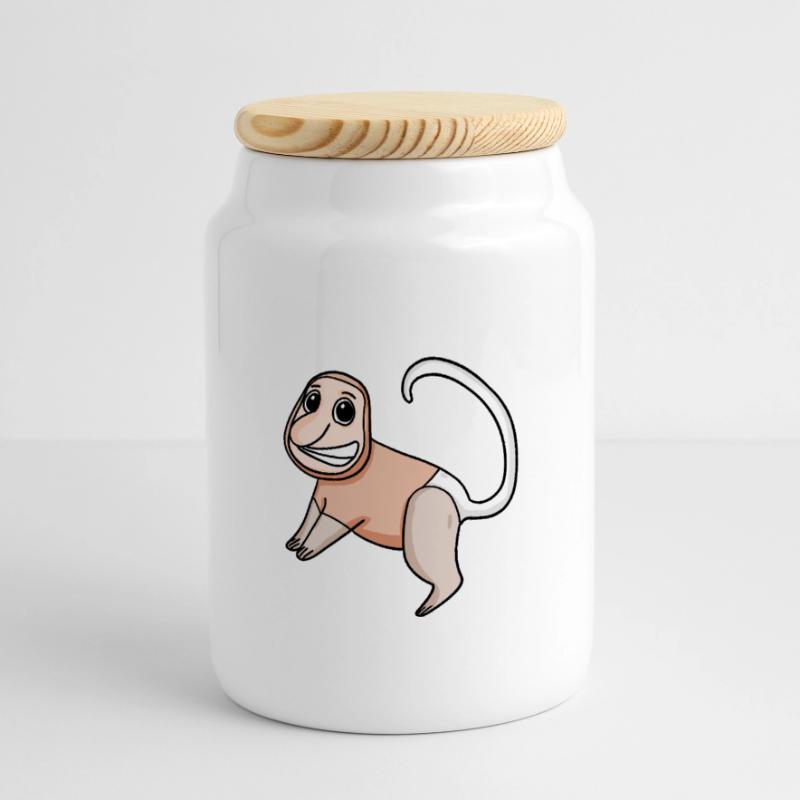 Proboscis Monkey Monkey Monkey Panoramic Cookie Jar with Wooden Lid