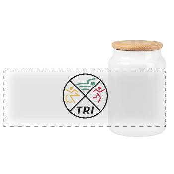Triathlon Femmes - Boîte à biscuits avec couvercle en bois - blanc - Devant