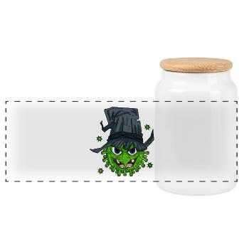 Witch Virus - Panoramic Cookie Jar with Wooden Lid - white - Front