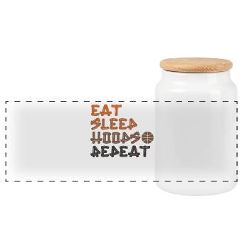 Mangez des cerceaux de sommeil Répéter le basket-ball - Boîte à biscuits avec couvercle en bois - blanc - Devant