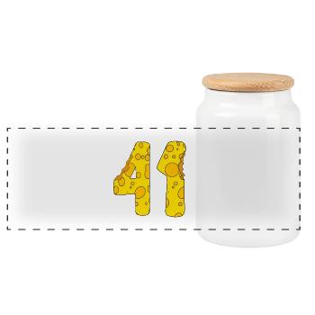41 years old - 41st birthday gift - 1941 - Panoramic Cookie Jar with Wooden Lid - white - Front