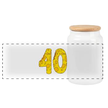 40 years old - 40th birthday gift - 1940 - Panoramic Cookie Jar with Wooden Lid - white - Front
