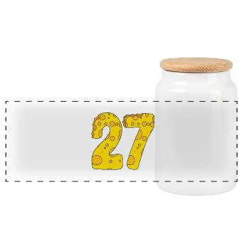 27 ans - Cadeau de 27e anniversaire - 1927 - Boîte à biscuits avec couvercle en bois - blanc - Devant