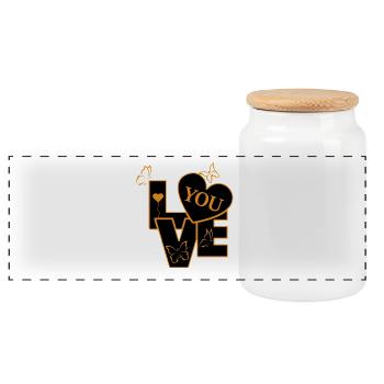 L’amour dans le design de papillons - Boîte à biscuits avec couvercle en bois - blanc - Devant