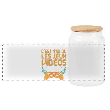 Elle m'a dit c'est moi ou mes jeux vidéos humour - Boîte à biscuits avec couvercle en bois - blanc - Devant