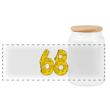 68 years old - 68th birthday gift - 1968 - Panoramic Cookie Jar with Wooden Lid - white - Front