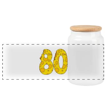 80 years old - 80th birthday gift - 1980 - Panoramic Cookie Jar with Wooden Lid - white - Front