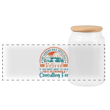 The legend is officially retired - Panoramic Cookie Jar with Wooden Lid - white - Front