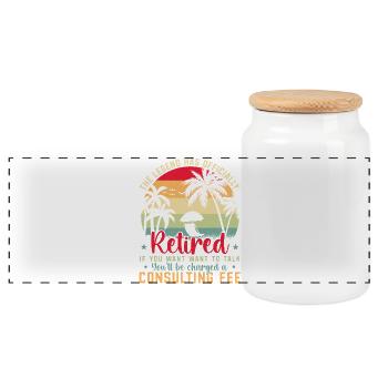 The legend is officially retired - Panoramic Cookie Jar with Wooden Lid - white - Front