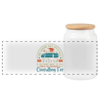 The legend is officially retired - Panoramic Cookie Jar with Wooden Lid - white - Front