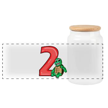 2 years old - 2 birthday - I am 2 - Panoramic Cookie Jar with Wooden Lid - white - Front
