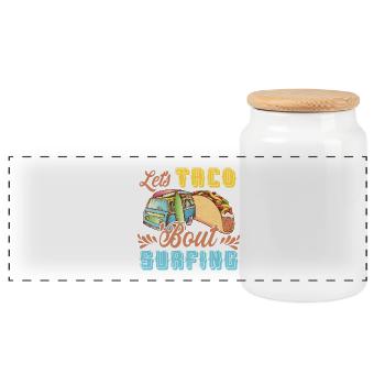 Let's Taco Bout Surfing Lover - Boîte à biscuits avec couvercle en bois - blanc - Devant