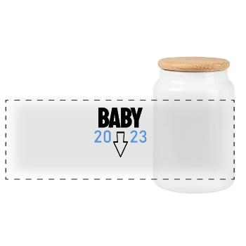 Grossesse 2023 - Enceinte - Boîte à biscuits avec couvercle en bois - blanc - Devant