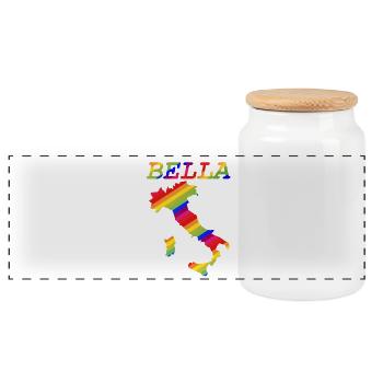 Bella Italia Pride Rainbow - Panoramic Cookie Jar with Wooden Lid - white - Front