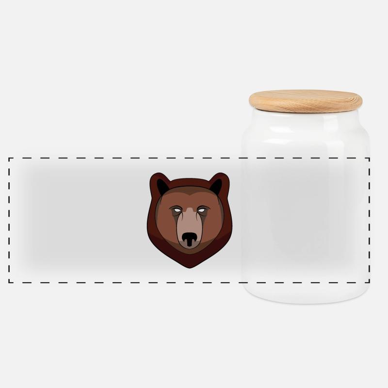 Bär - Panorama Keksdose mit Holzdeckel - Weiß