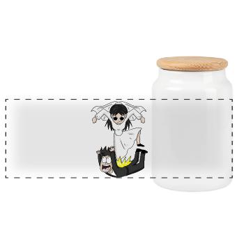 Marriage Meme Funny - Panoramic Cookie Jar with Wooden Lid - white - Front