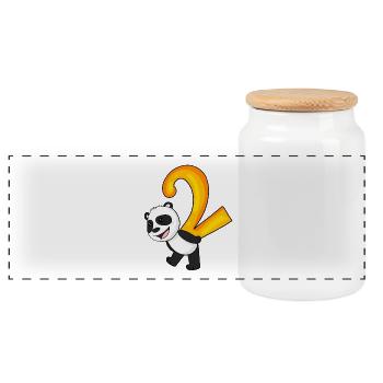 2 years old - 2 birthday - I am 2 - Panoramic Cookie Jar with Wooden Lid - white - Front