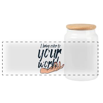 I bring color to your world Nail Tech - Panoramic Cookie Jar with Wooden Lid - white - Front