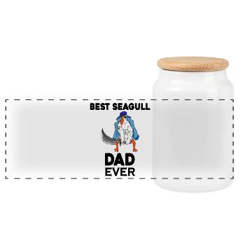 Daddy Daddy North Sea Best Seagull Dad - Panoramic Cookie Jar with Wooden Lid - white - Front