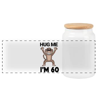 60 birthday - 60 years - hug - Panoramic Cookie Jar with Wooden Lid - white - Front