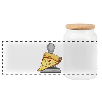 Échecs et pizza - Boîte à biscuits avec couvercle en bois - blanc - Devant