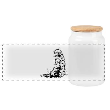 Golden Retrievers - Panoramic Cookie Jar with Wooden Lid - white - Front