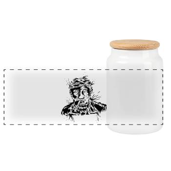 Grand-père avec cigare - Boîte à biscuits avec couvercle en bois - blanc - Devant