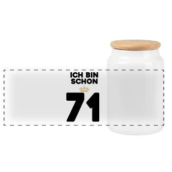 71 Geburtstag - 71 Jahre mit Krone - Panorama Keksdose mit Holzdeckel - Weiß - Vorne