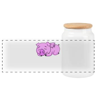 Cochon avec bébé cochon - Boîte à biscuits avec couvercle en bois - blanc - Devant