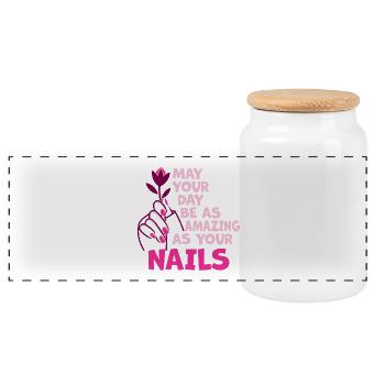 May Your Day Be As Amazing Nail Aunt - Panoramic Cookie Jar with Wooden Lid - white - Front