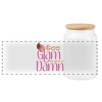 Too Glam To Give A Damn Nail Designer - Panoramic Cookie Jar with Wooden Lid - white - Front