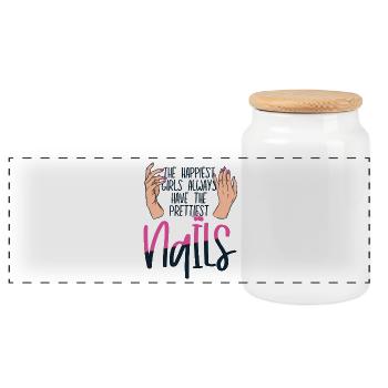 The Happiest Girls Have The Prettiest - Panorama Keksdose mit Holzdeckel - Weiß - Vorne