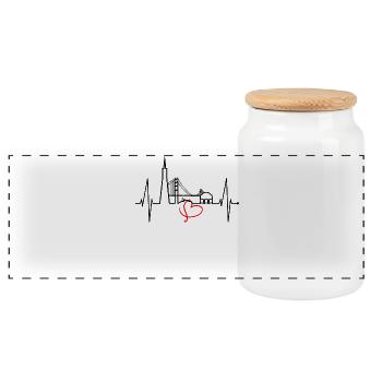 San Francisco Skyline Heartbeat Californie États-Unis - Boîte à biscuits avec couvercle en bois - blanc - Devant