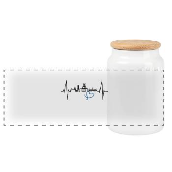 Bochum heartbeat Bochum skyline home Ruhrpott - Panoramic Cookie Jar with Wooden Lid - white - Front