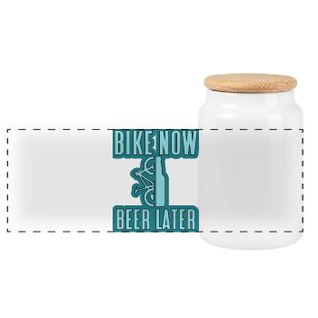 vélo maintenant bière plus tard VTT - Boîte à biscuits avec couvercle en bois - blanc - Devant
