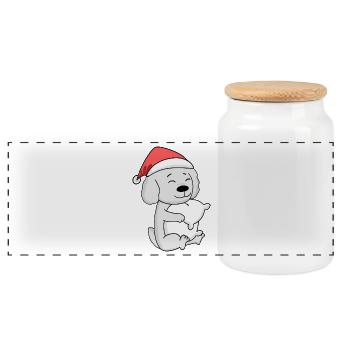 Malteser Hund Weihnachten Schlafen Müde - Panorama Keksdose mit Holzdeckel - Weiß - Vorne