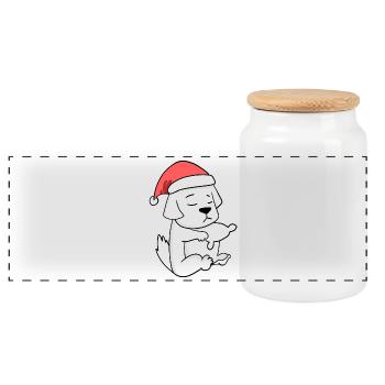 Pyrenean Mountain Dog Dog Christmas Sleep Tired - Panoramic Cookie Jar with Wooden Lid - white - Front