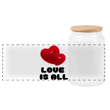 Liebe ist alles # - Panorama Keksdose mit Holzdeckel - Weiß - Vorne