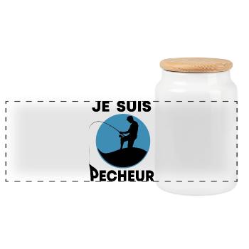 Je suis pêcheur - Boîte à biscuits avec couvercle en bois - blanc - Devant