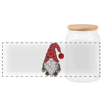 Christmas Elves Christmas Gnom - Panoramic Cookie Jar with Wooden Lid - white - Front